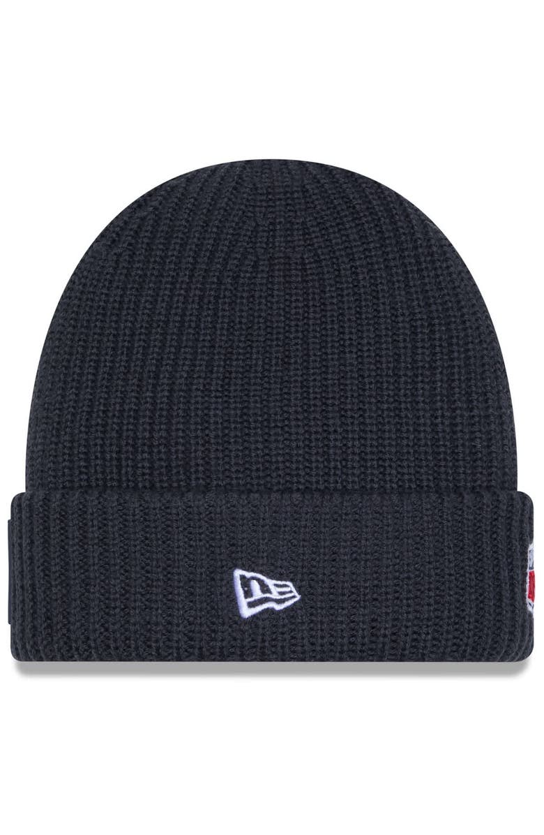 New Era Men's New Era Charcoal New England Patriots 2025 Sideline Cold Weather Cuffed Knit Hat, Alternate, color, 