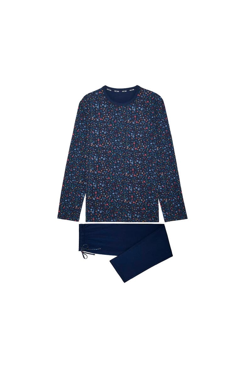 Broceliande Long Pajama Set, Main, color, Navy Print