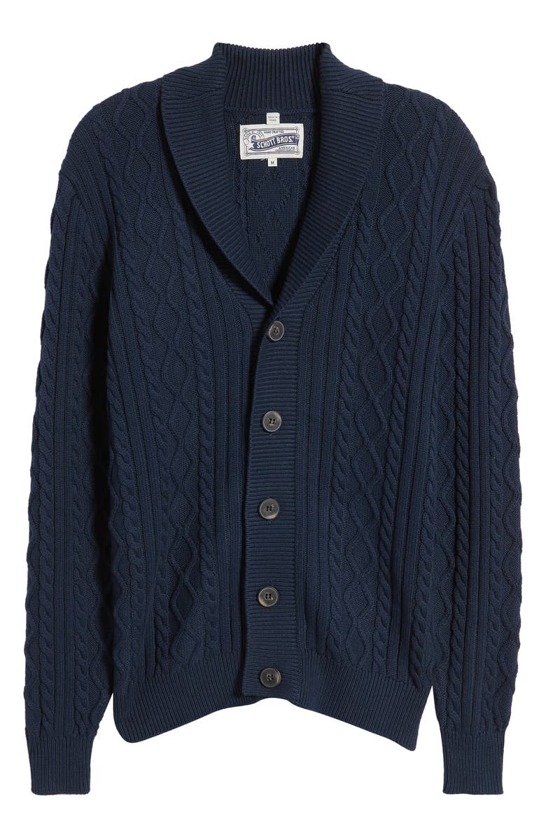 Schott NYC Cable Stitch Cotton Cardigan, Alternate, color, 