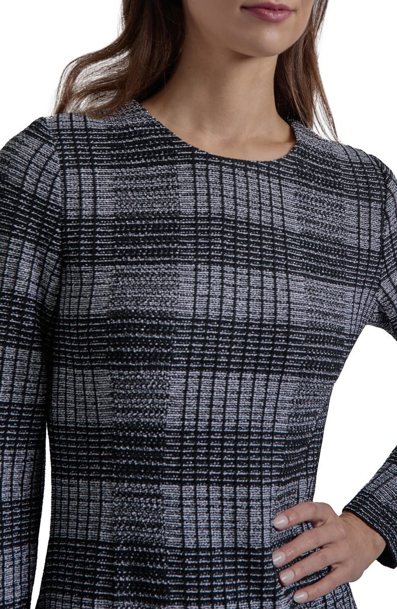 Misook Heritage Fit Tweed Knit Maxi Dress, Alternate, color, Black/White