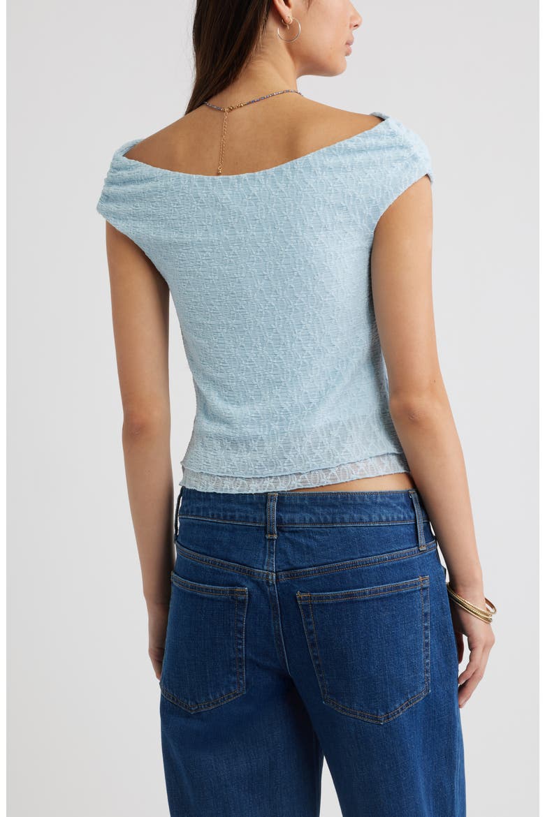 Off the Shoulder Lace Knit Top, Alternate, color, BLUE SKYRIDE