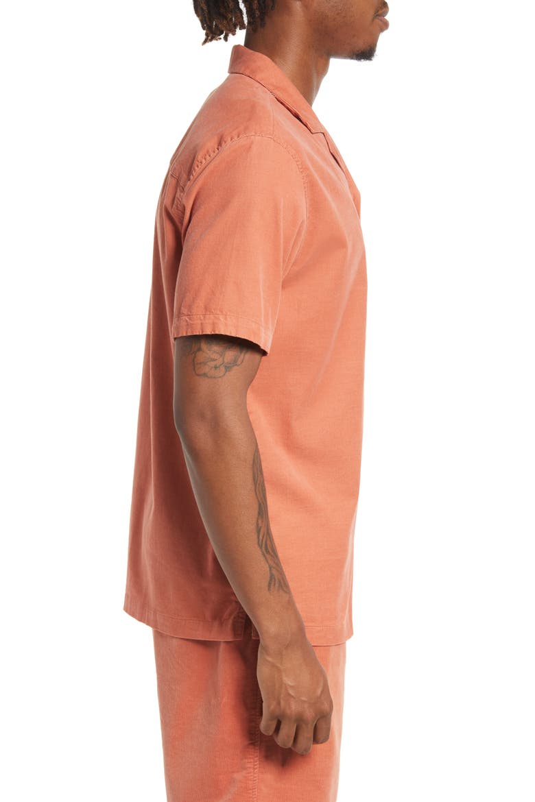Short Sleeve Corduroy Button-Up Shirt, Alternate, color, MARS
