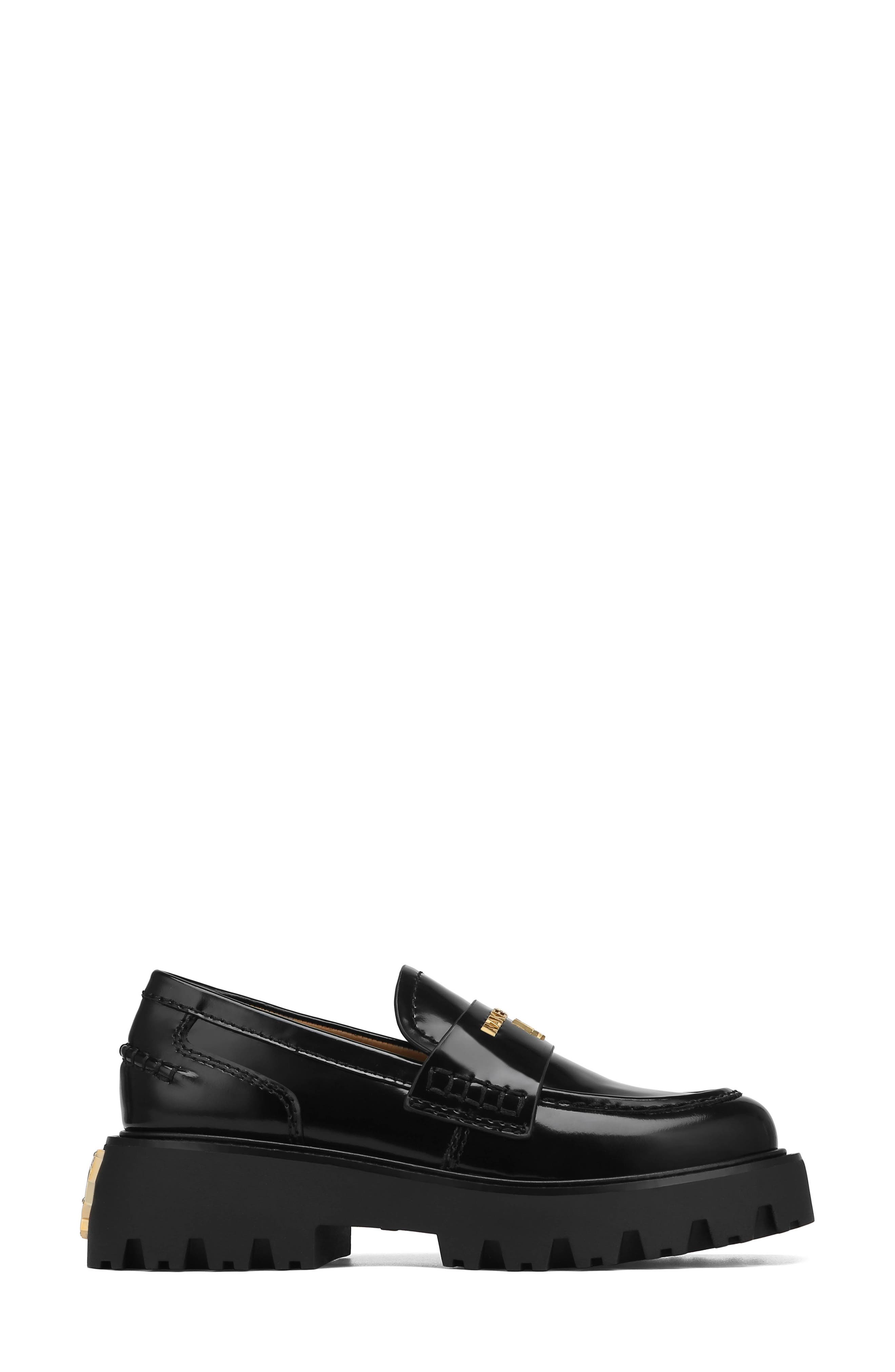 Flawed Platform Loafer, Alternate, color, BLACK