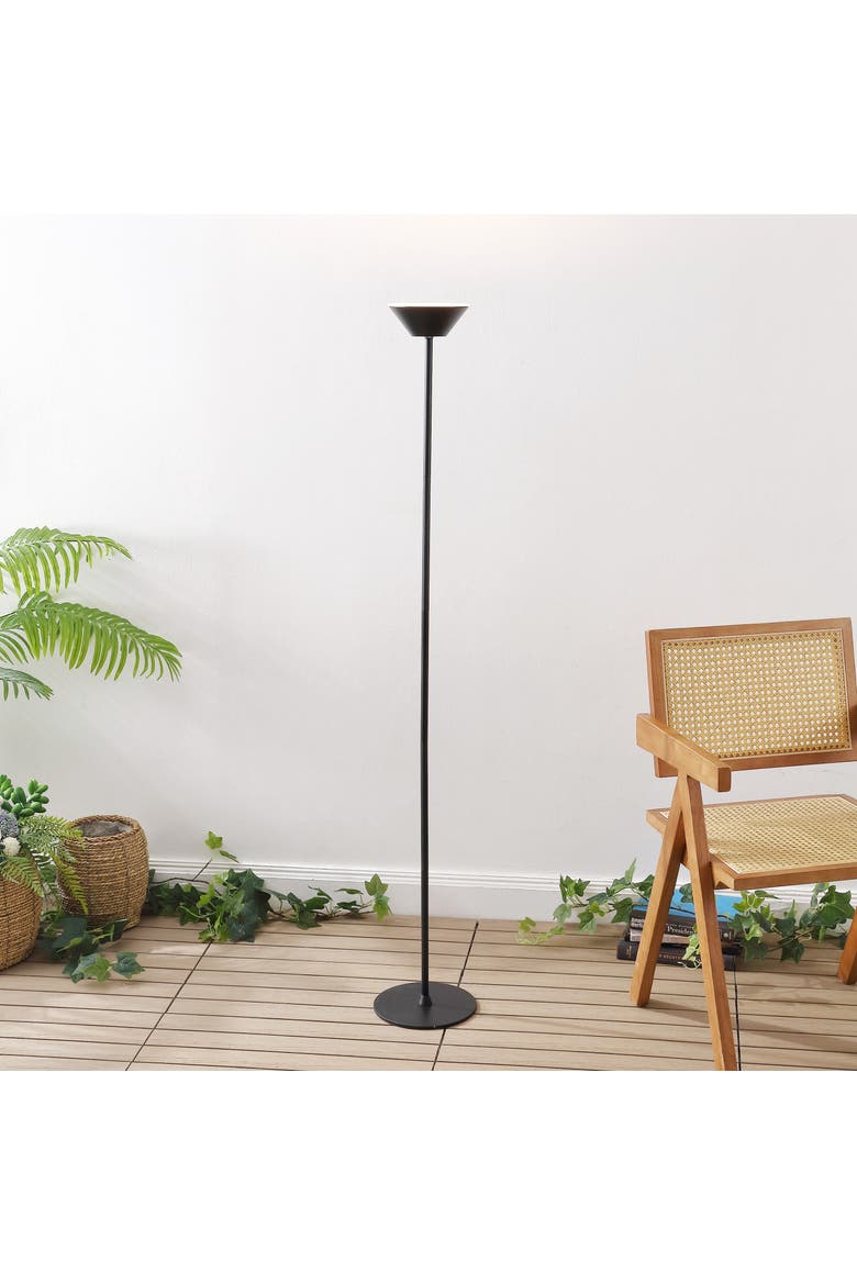 Elias Torchiere Metal Adjustable Height Rechargeable Cordless Integrated Portable Touch Sensor Dimmable LED Indoor/Outdoor Floor Lamp, Alternate, color, Black