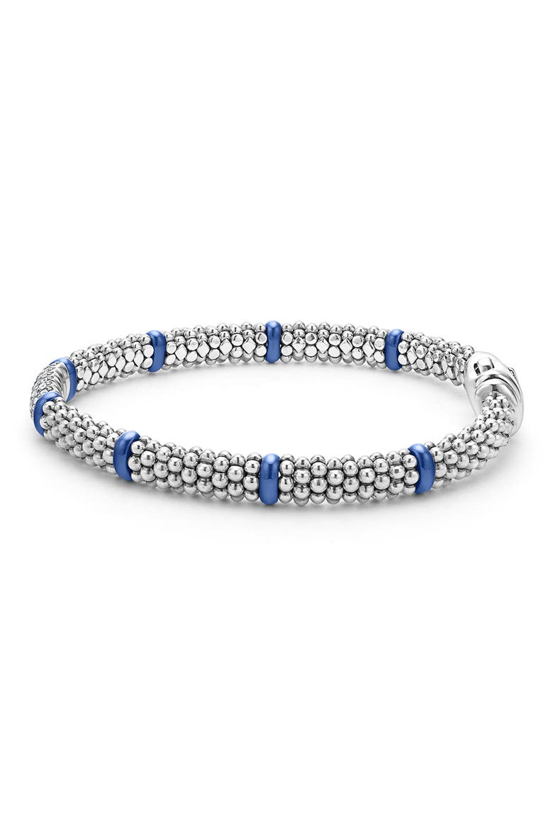 Blue Caviar Diamond & Ceramic Station Rope Bracelet, Main, color, MARINE