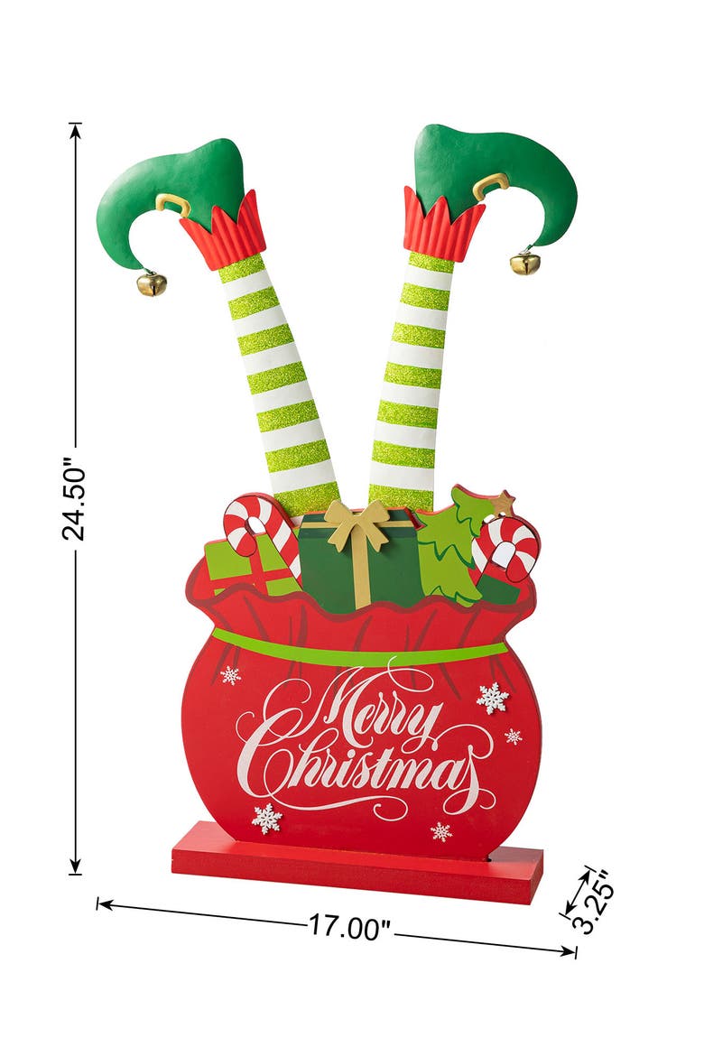 24.5"H Christmas Elf Legs in Gift Box Porch Decor, Alternate, color, Red