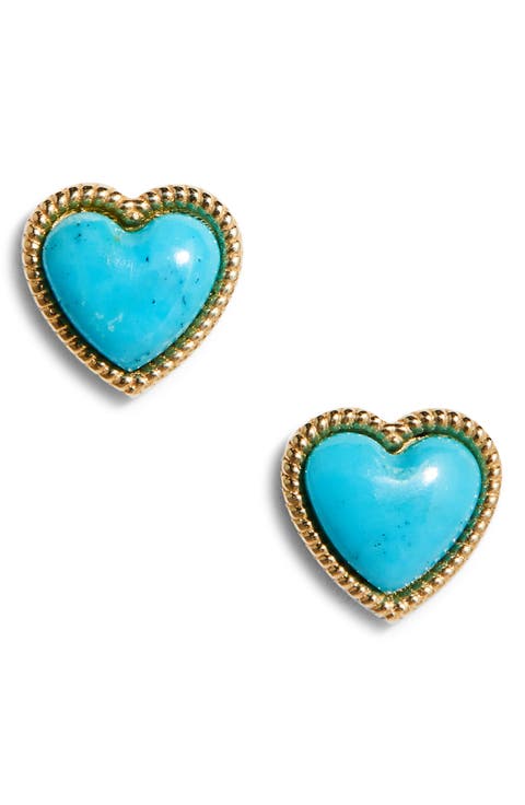 Stone Heart Stud Earrings