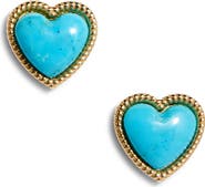 Established Stone Heart Stud Earrings