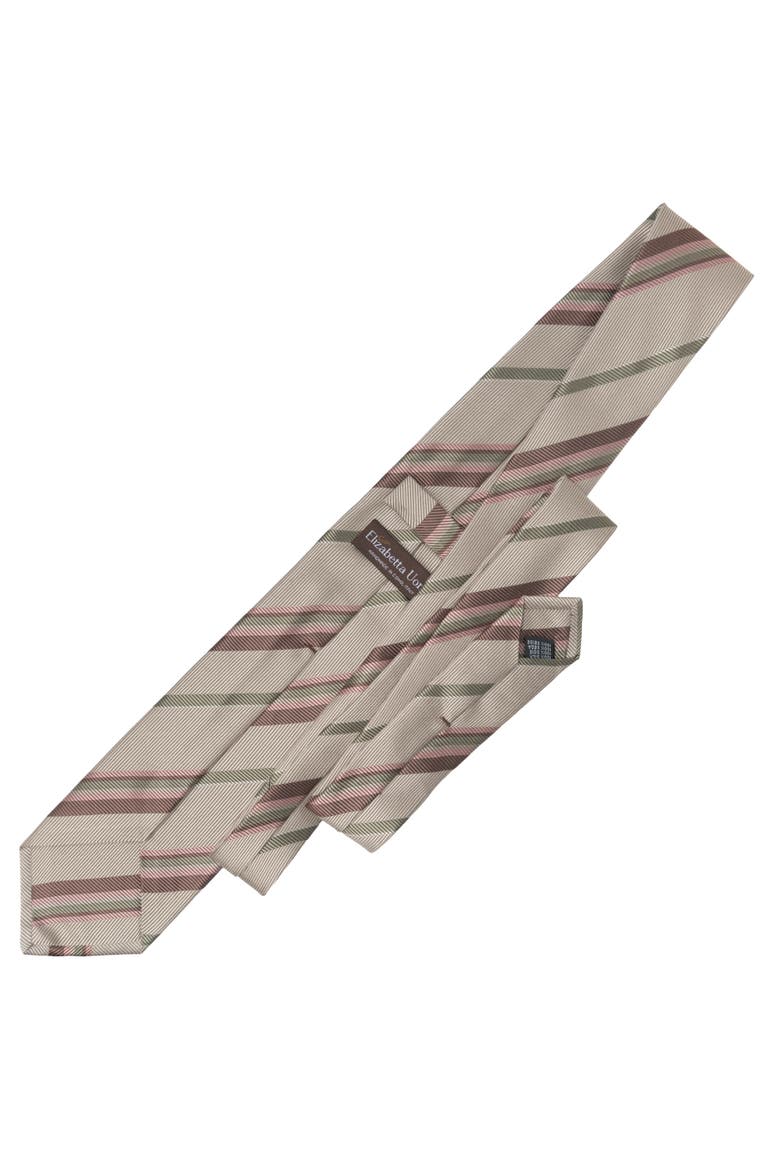 Lugano - Extra Long Silk Jacquard Tie for Men, Alternate, color, Almond Beige