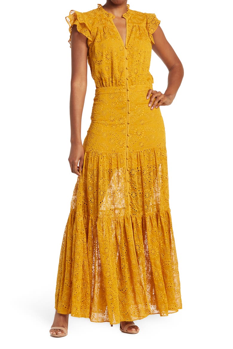 Sartori Button Front Dress, Main, color, SAFFRON