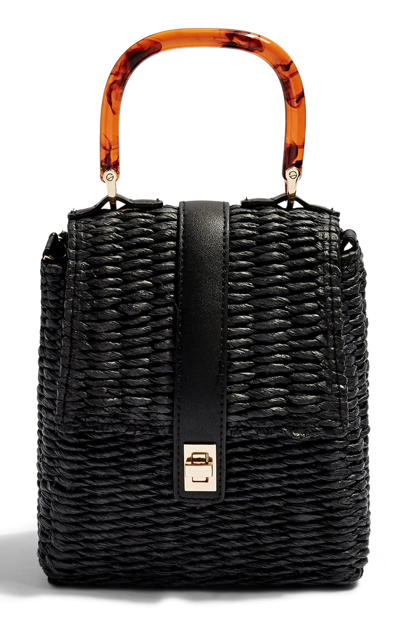 Topshop Skyla Top Handle Straw Grab Bag, Main, color, 