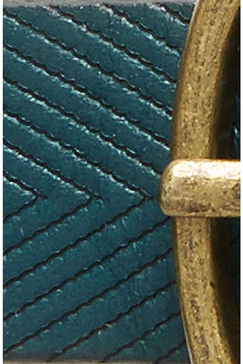 Herringbone Skinny Leather Belt, Alternate, color, EVERGREEN