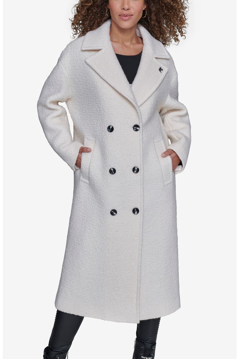 Textured Double Breasted Coat, Alternate, color, WHITE