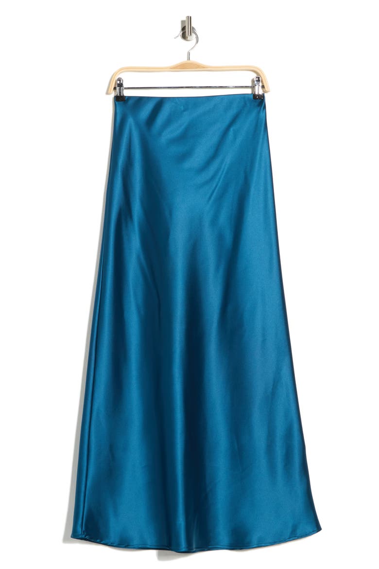Satin A-Line Skirt, Alternate, color, TEAL
