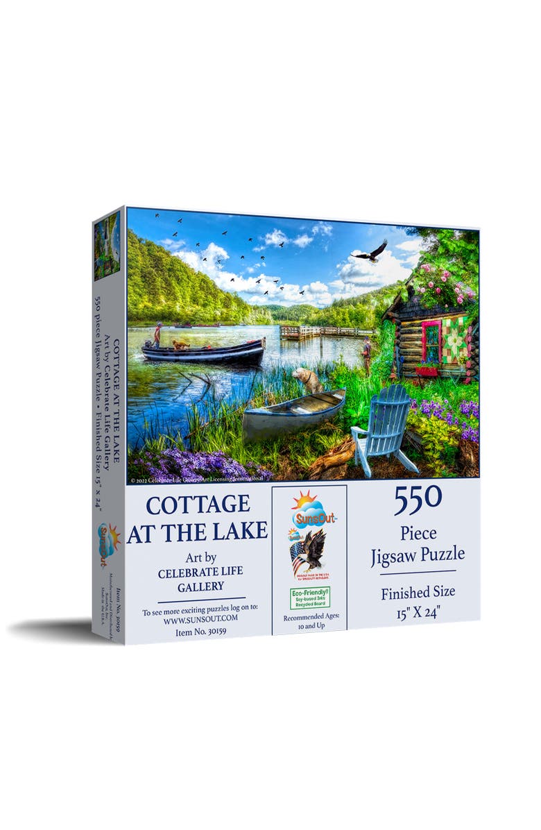 Sunsout Cottage at the Lake 550 piece Jigsaw Puzzle for Adults, Main, color, Multicolor