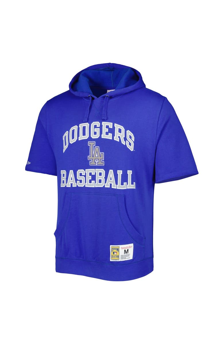 Mitchell & Ness Men's Mitchell & Ness Royal Los Angeles Dodgers Cooperstown Collection Washed Fleece Pullover Short Sleeve Hoodie, Alternate, color, 