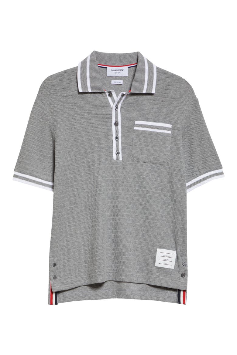 Open Stitch Cotton Polo, Alternate, color, LIGHT GREY