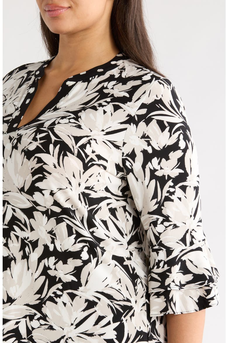 Floral Print Stretch Crepe Top, Alternate, color, SUMMER STRAW MULTI