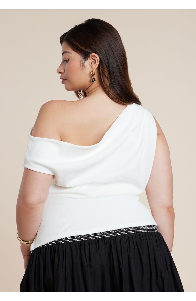 ELOQUII Asymmetrical Shirred Top, Alternate, color, Dew