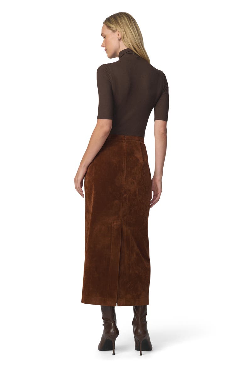 The Welt Pocket Faux Suede Midi Skirt, Alternate, color, CHESTNUT
