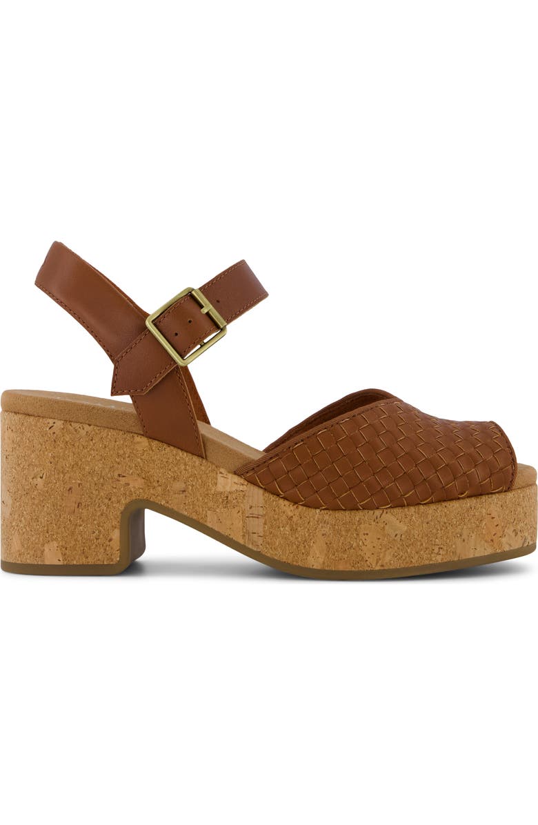 TOMS Isla Peep Toe Sandal, Alternate, color, Amber Brown Woven