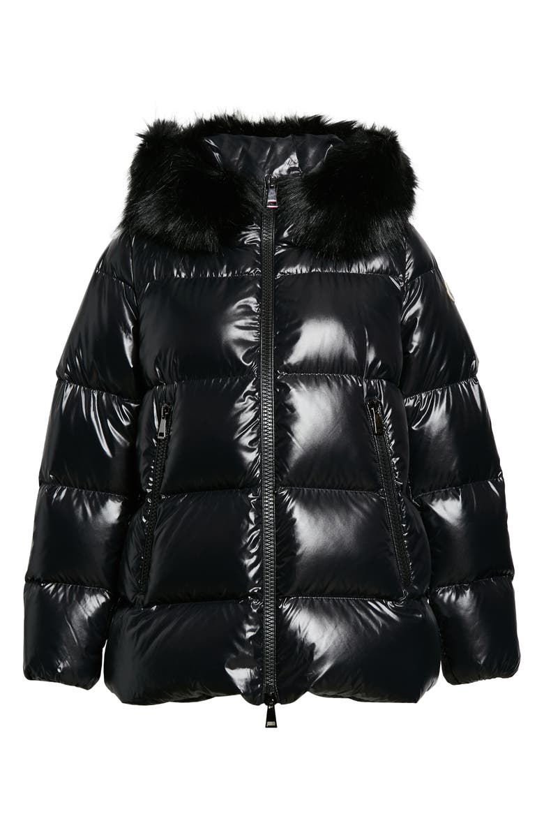 Moncler Laiche Quilted Hooded 750 Fill Power Down Jacket with Removable Faux Fur Trim, Alternate, color, 