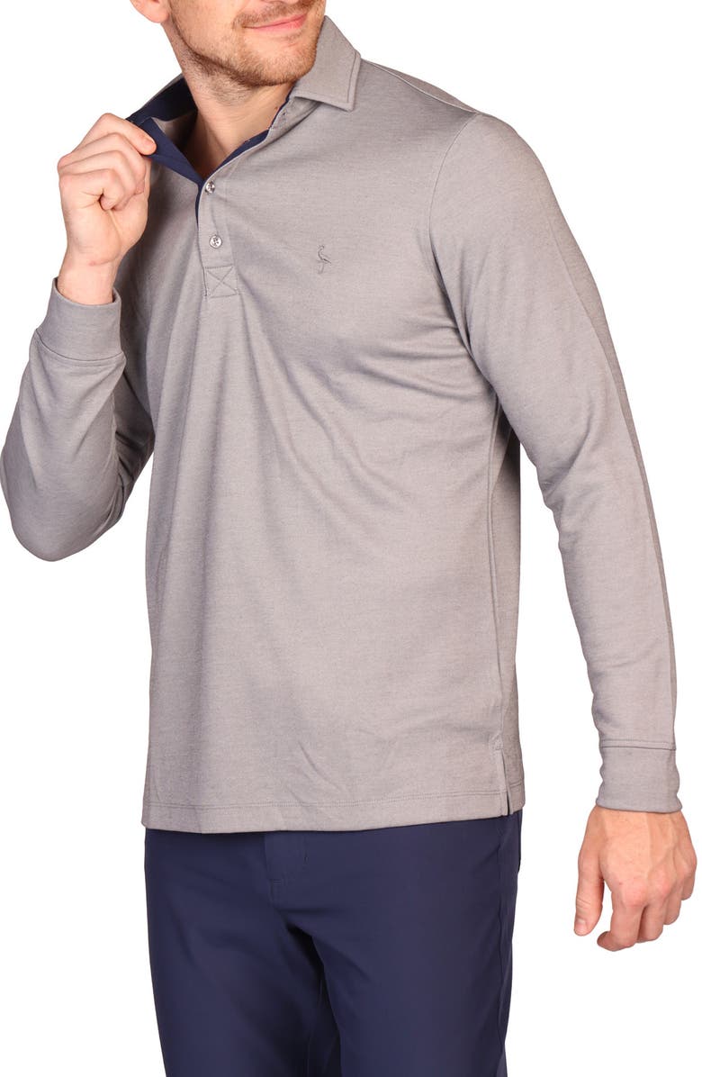 TailorByrd Long Sleeve Polo, Alternate, color, Melange Grey