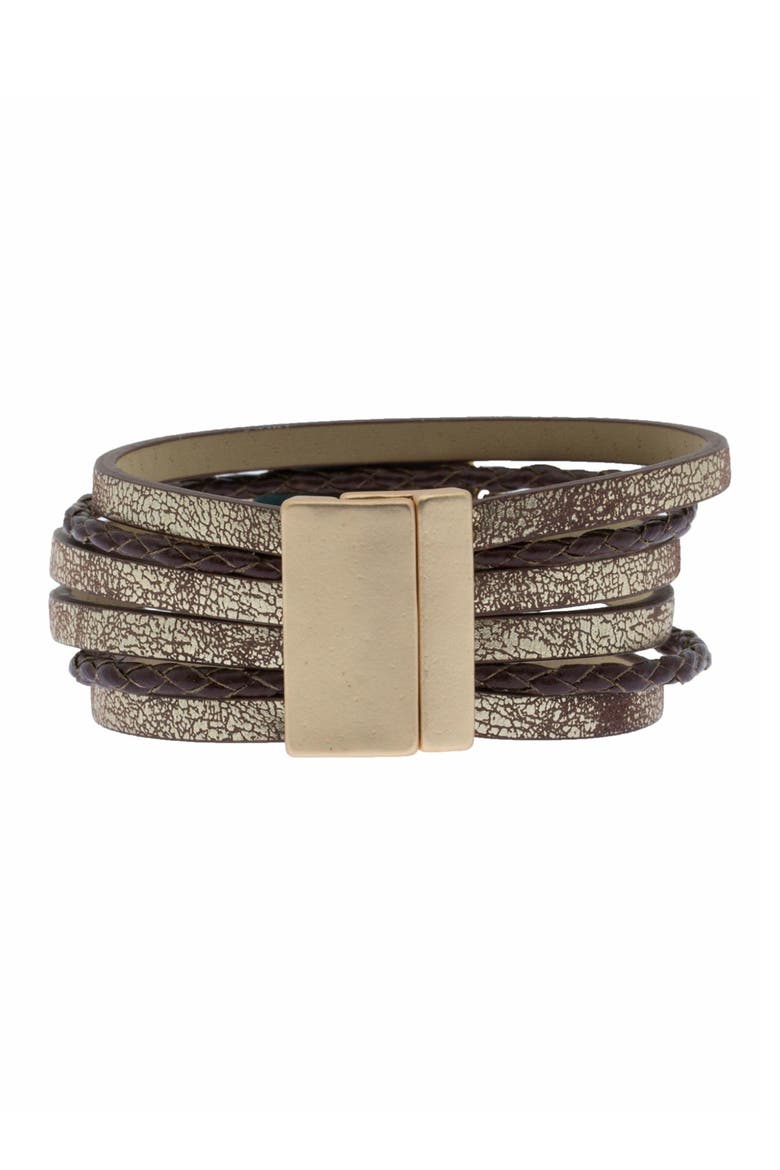 Braided Turquoise Leather Bracelet, Alternate, color, BRONZE