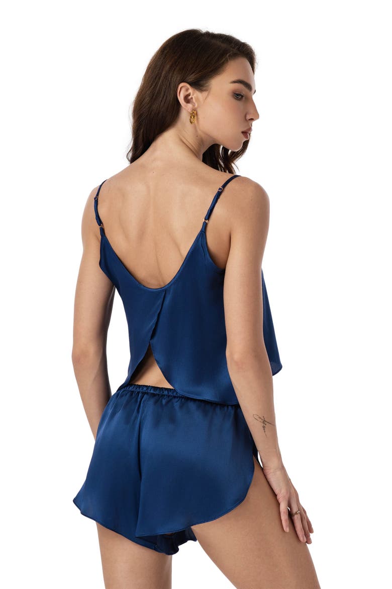 Adjustable Spaghetti Strap Pure Silk Camisole Set, Alternate, color, Dark Blue