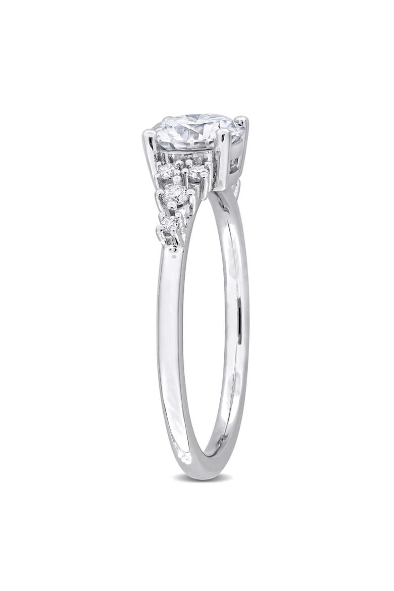 Moissanite Cluster Engagement Ring Sterling Silver, Alternate, color, Sterling Silver