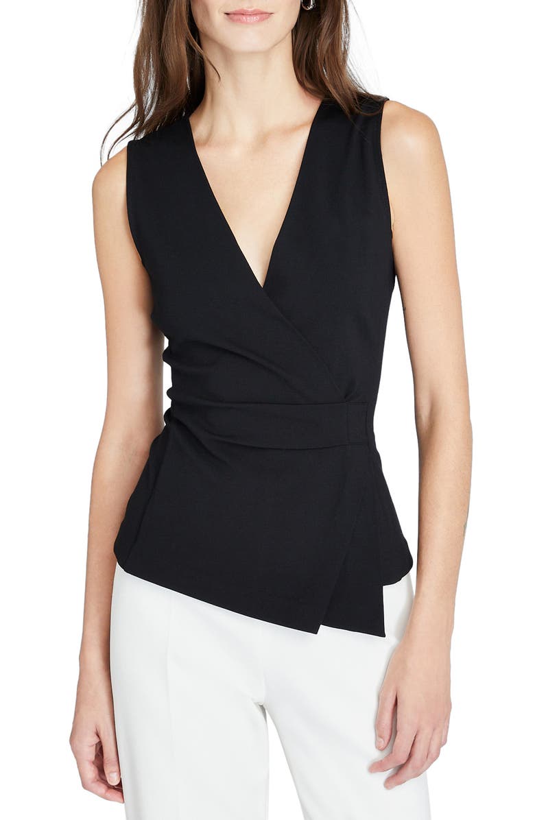 Club Monaco Sleeveless Wrap Front Knit Top, Main, color,