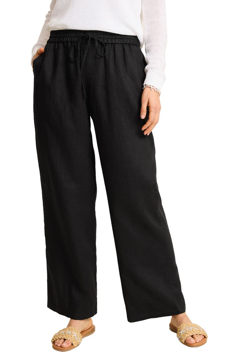 Two Palms Easy Linen Drawstring Pants, Main, color, BLACK