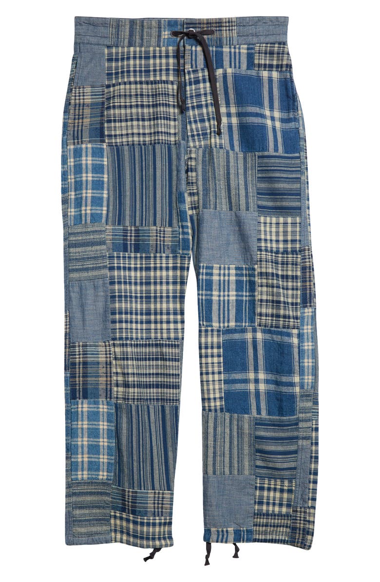 Double RL Indigo Patchwork Cotton & Linen Drawstring Pants, Alternate, color, Indigo/ Creme Multi