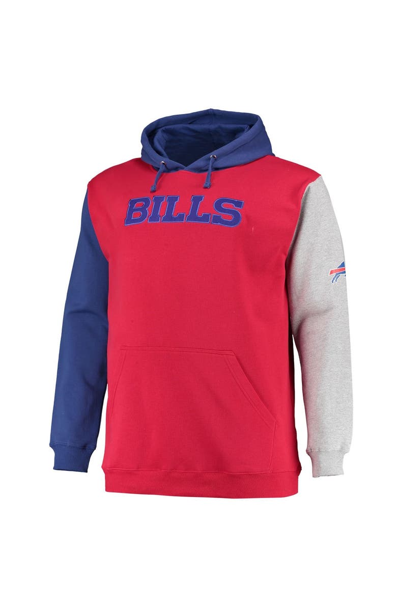 PROFILE Men's Royal/Red Buffalo Bills Big & Tall Pullover Hoodie, Alternate, color,