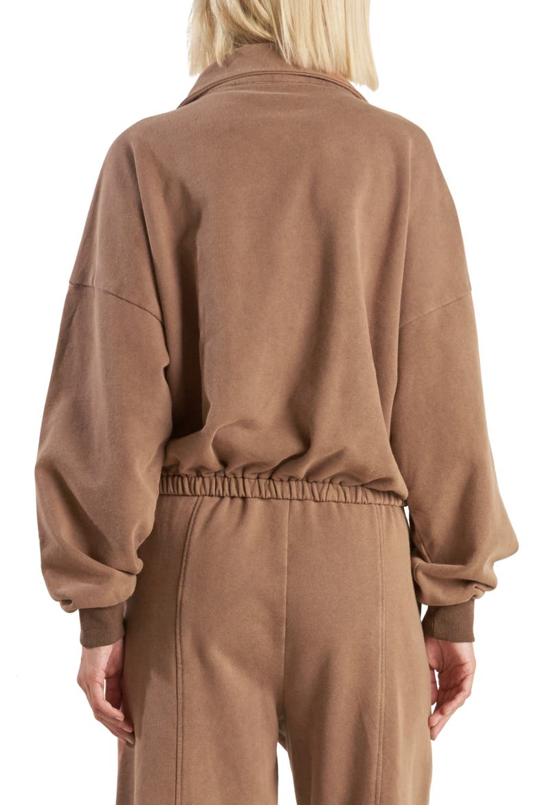 Quarter Zip Terry Sweatshirt, Alternate, color, WASHED BRICK