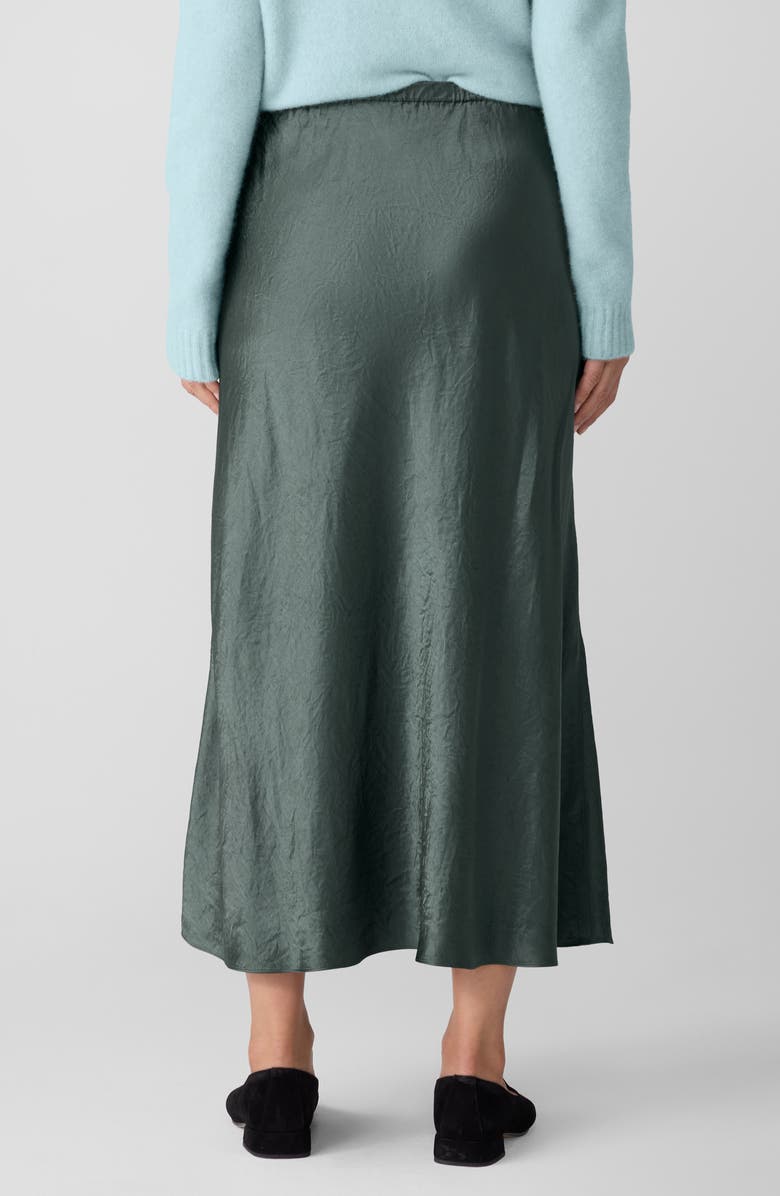 Eileen Fisher Crinkle Satin Bias Skirt, Alternate, color, Everglade