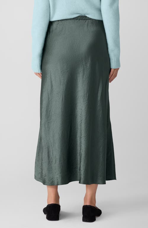 Eileen Fisher Crinkle Satin Bias Skirt In Green