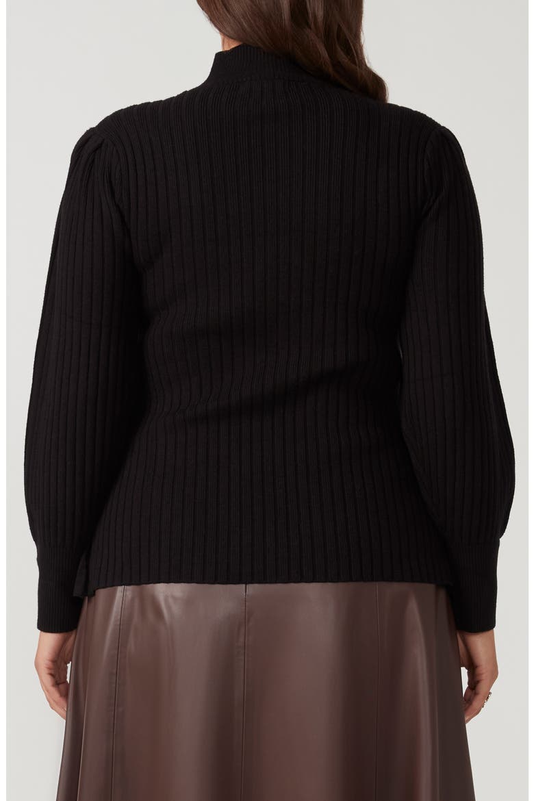Rae Rib Mock Neck Sweater, Alternate, color, BLACK