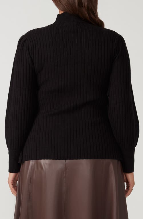 Estelle Rae Rib Mock Neck Sweater In Black