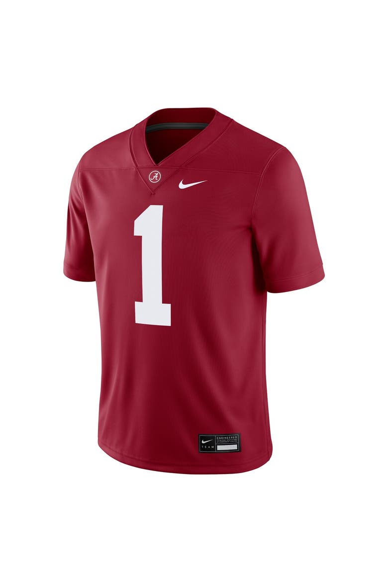 Men's Nike #1 Crimson Alabama Crimson Tide Game Jersey, Alternate, color, Crimson