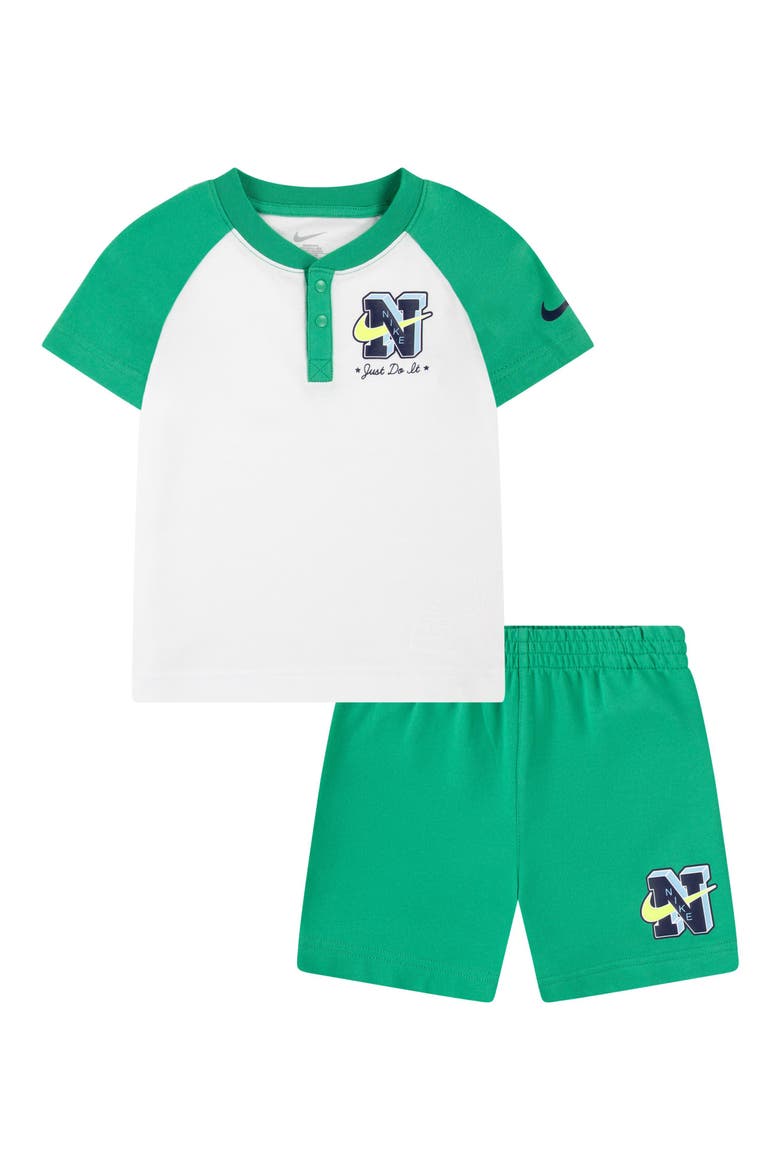 Kids' Henley & Sweat Shorts Set, Main, color, STADIUM GREEN