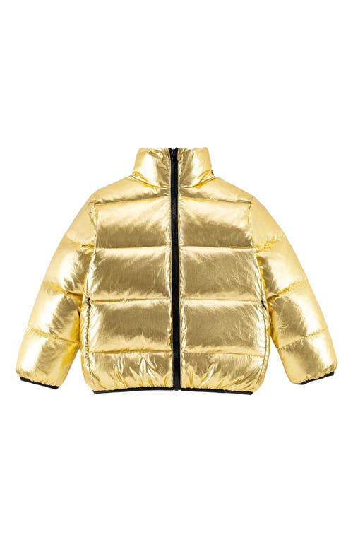 Calonie Kids' Finley Waterproof Metallic Down Puffer Jacket In Gold