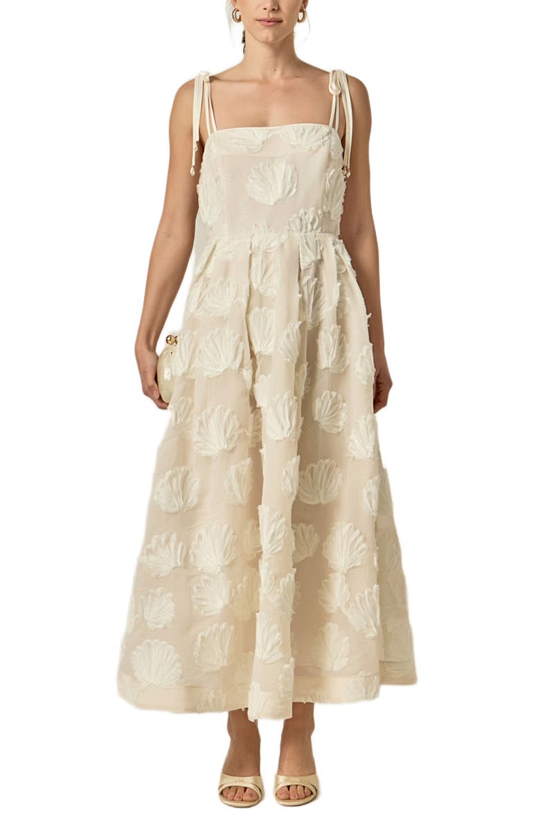 English Factory Shell Sleeveless Midi Dress, Alternate, color, Off White