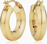 Oradina 14K Gold Clean Cut Hoops Earrings
