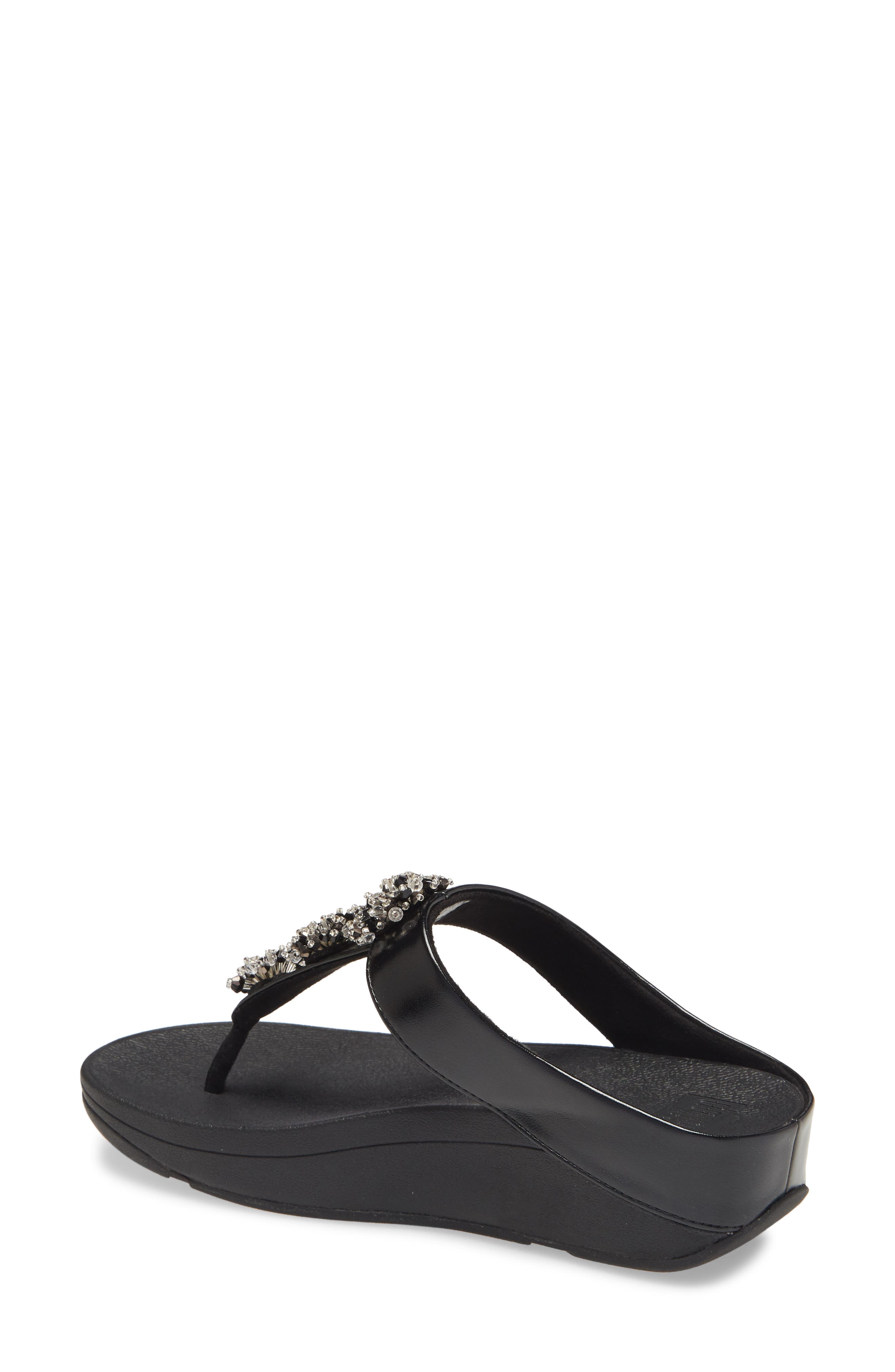 FitFlop Galaxy Toe Wedge Flip Flop, Alternate, color, All Black