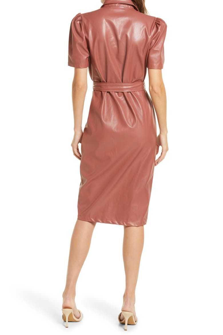 Morgan Faux Leather Midi Dress, Alternate, color, COPPER