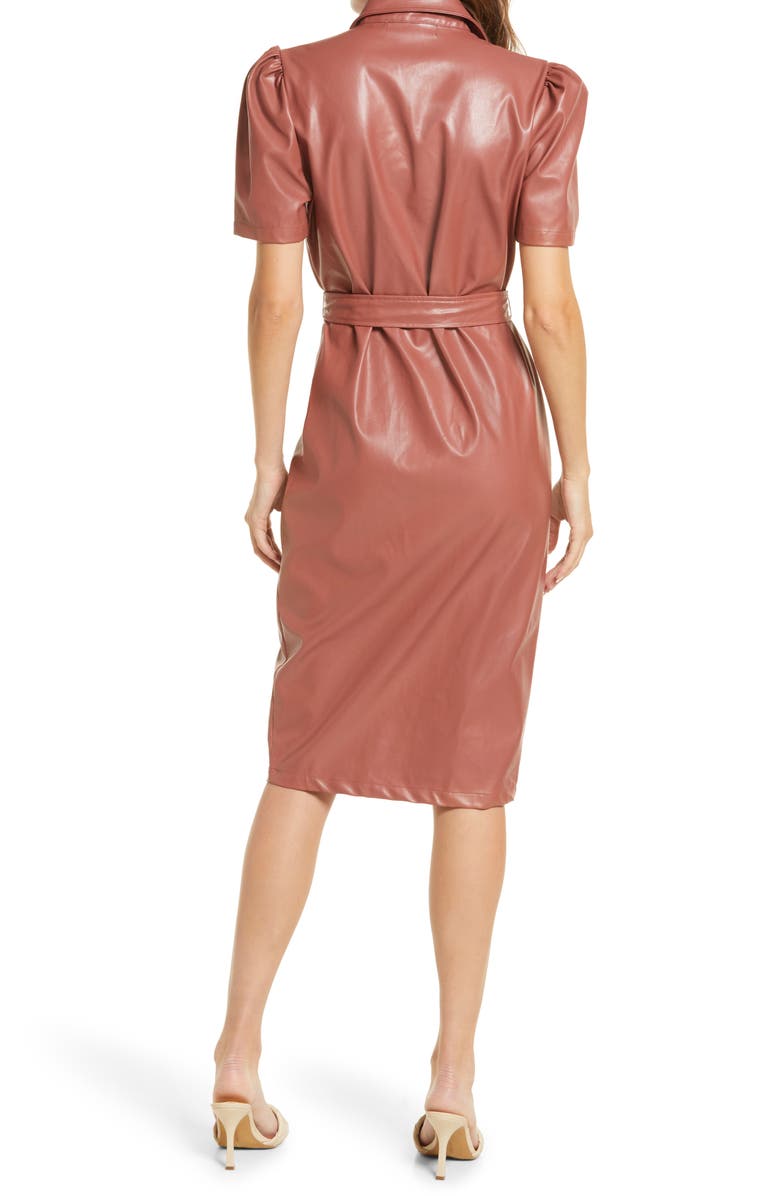 Bishop + Young Morgan Faux Leather Midi Dress, Alternate, color, 