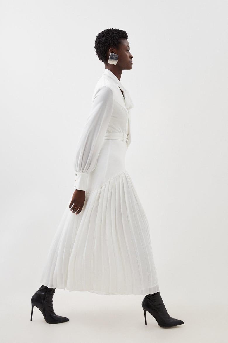 Jersey Ponte Georgette Mix Maxi Dress, Alternate, color, Ivory