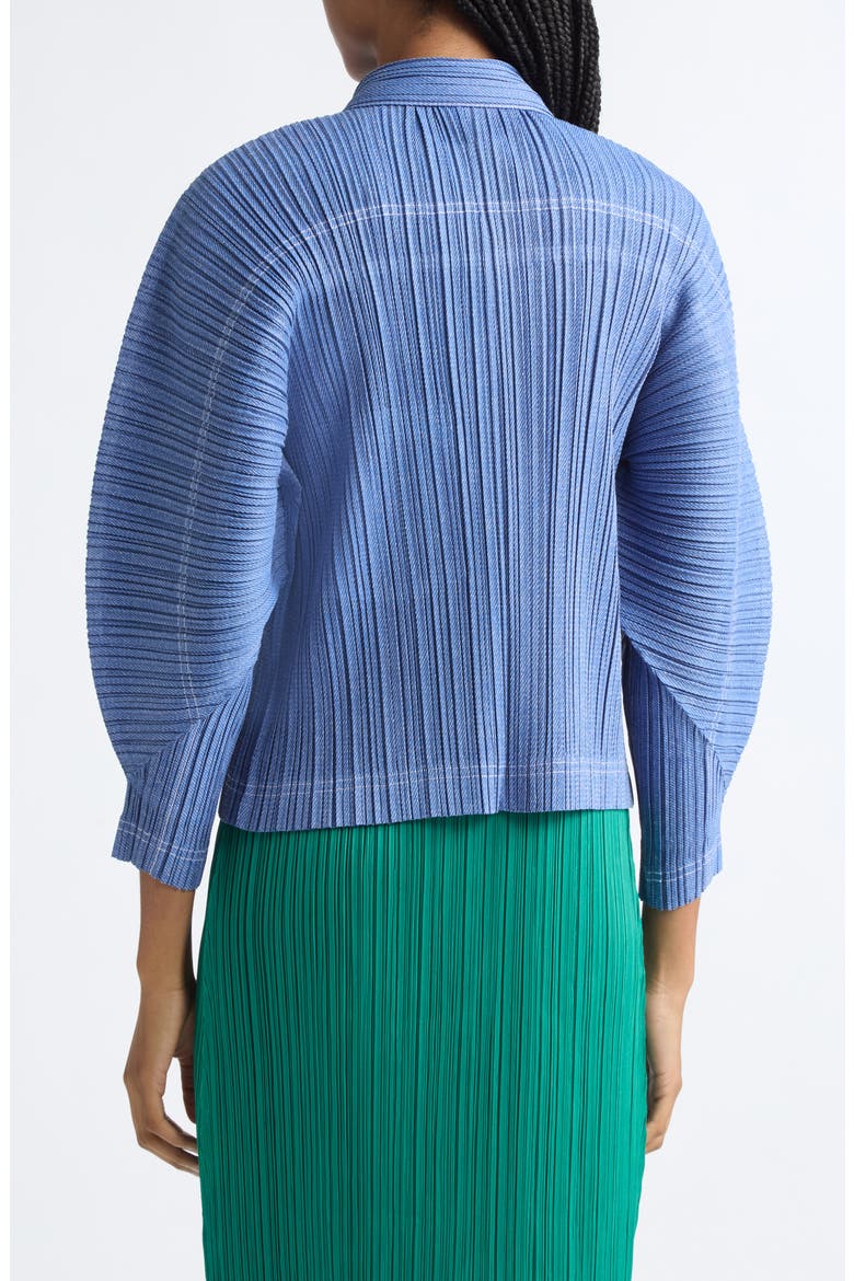 Plissé Denim Jacket, Alternate, color, BLUE
