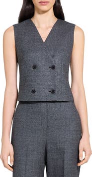 Theory Double Breasted Crop Wool Vest